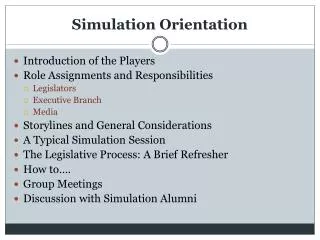 Simulation Orientation