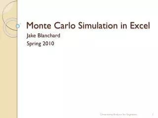 Monte Carlo Simulation in Excel