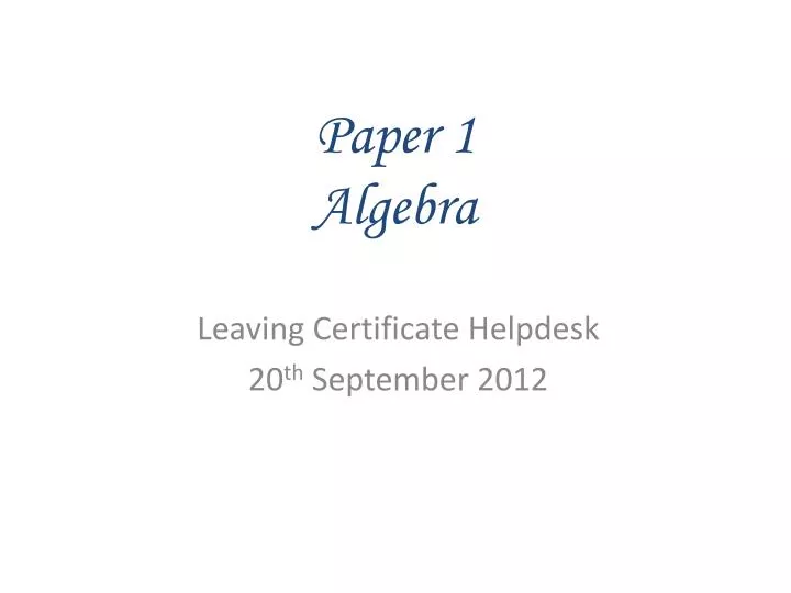 paper 1 algebra