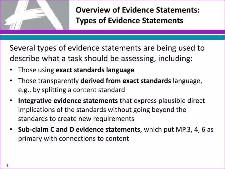 overview of evidence statements types of evidence statements