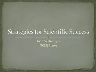Strategies for Scientific Success