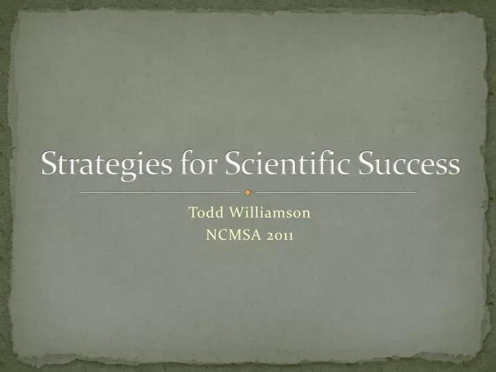 strategies for scientific success