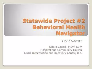 Statewide Project #2 Behavioral Health Navigator