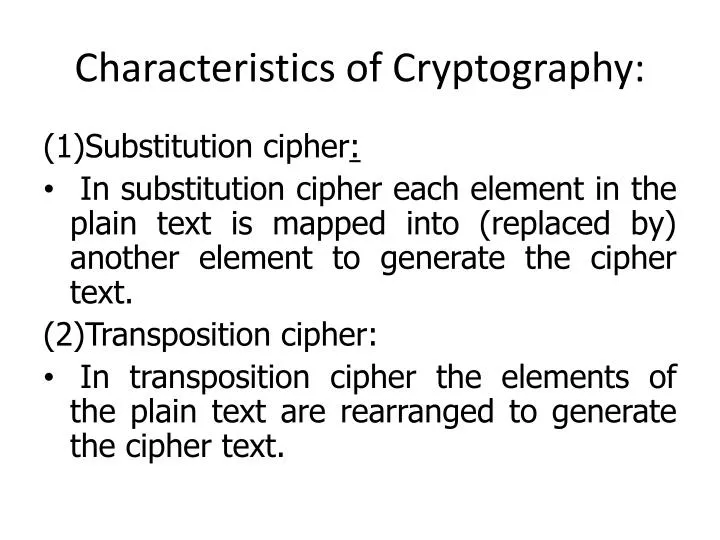 characteristics of cryptography