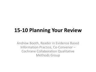 15-10 Planning Your Review