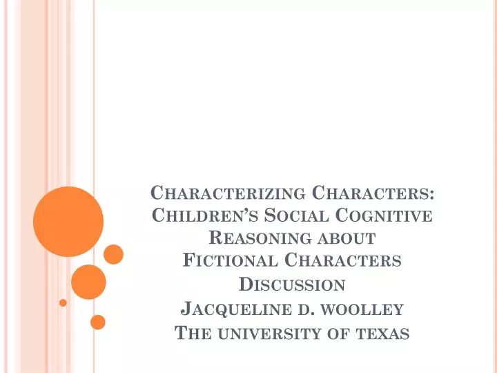 characterizing characters children s social cognitive reasoning about fictional characters