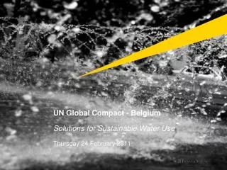 UN Global Compact - Belgium Solutions for Sustainable Water Use
