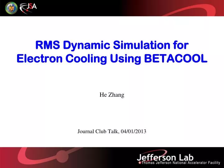 rms dynamic simulation for electron cooling using betacool