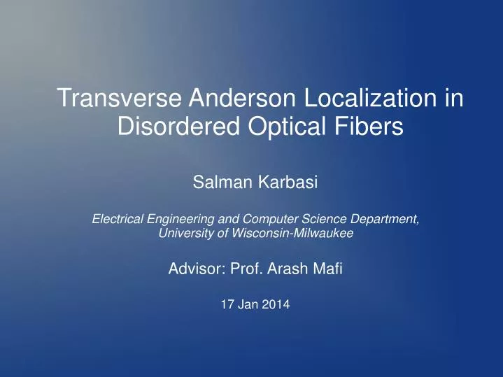 transverse anderson localization in disordered optical fibers