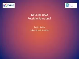 MICE RF DAQ Possible Solutions?