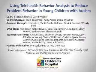 Using Telehealth Behavior Analysis to Reduce Problem Behavior in Young Children with Autism