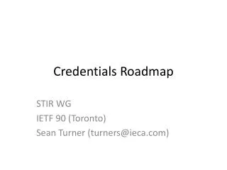 Credentials Roadmap