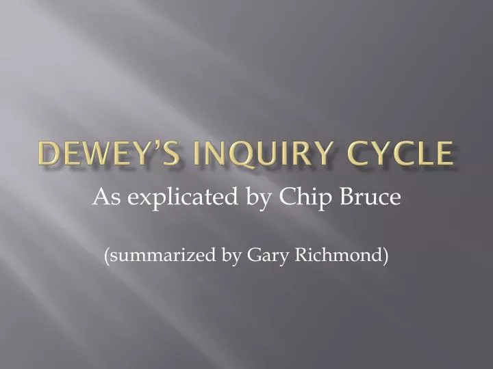 dewey s inquiry cycle