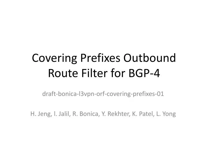 covering prefixes outbound route filter for bgp 4