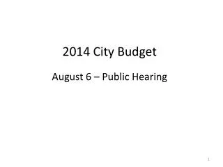 2014 City Budget