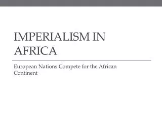 Imperialism in africa