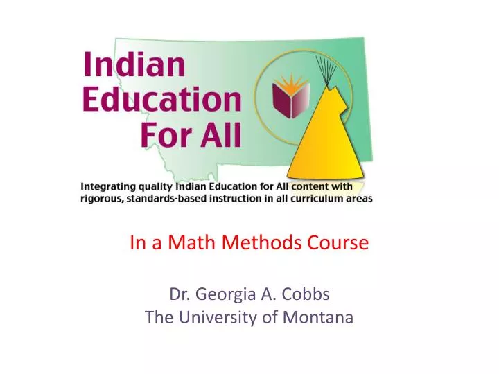in a math methods course dr georgia a cobbs the university of montana