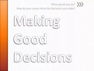 what would you do how do your values drive the decisions you make