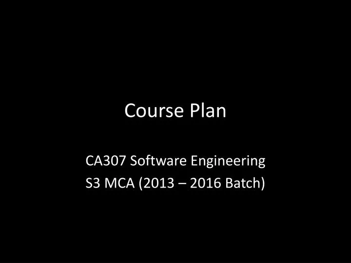 course plan