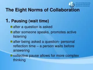 The Eight Norms of Collaboration