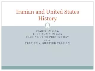 Iranian and United States History