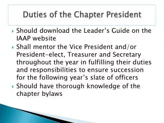 Duties of the Chapter President