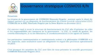 gouvernance strat gique cosmoss r n
