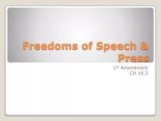Freedoms of Speech &amp; Press