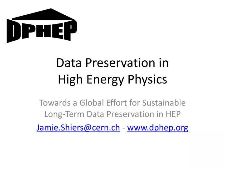 data preservation in high energy physics