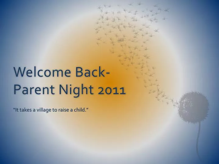 welcome back parent night 2011