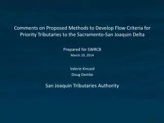 SWRCB Flow Criteria Development Goals