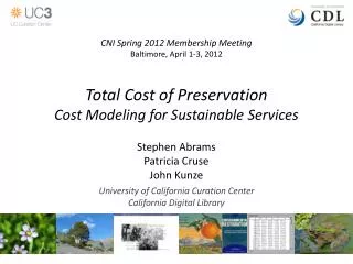 Total Cost of Preservation Cost Modeling for Sustainable Services
