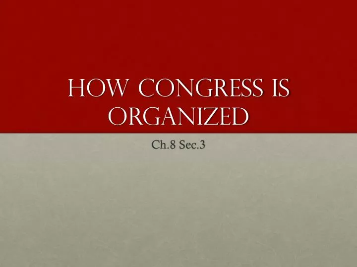 how congress is organized
