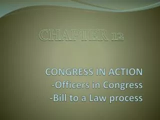CONGRESS IN ACTION -Officers in Congress -Bill to a Law process