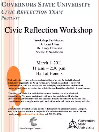 Governors State University Civic Reflection Team P resents