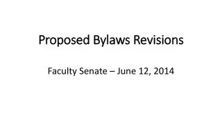 Proposed Bylaws Revisions