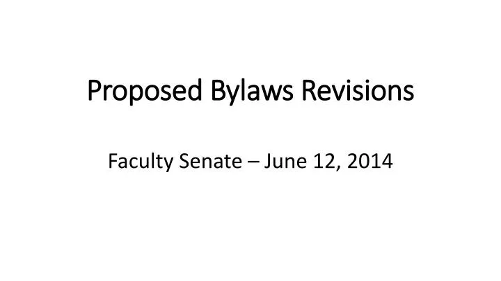 proposed bylaws revisions