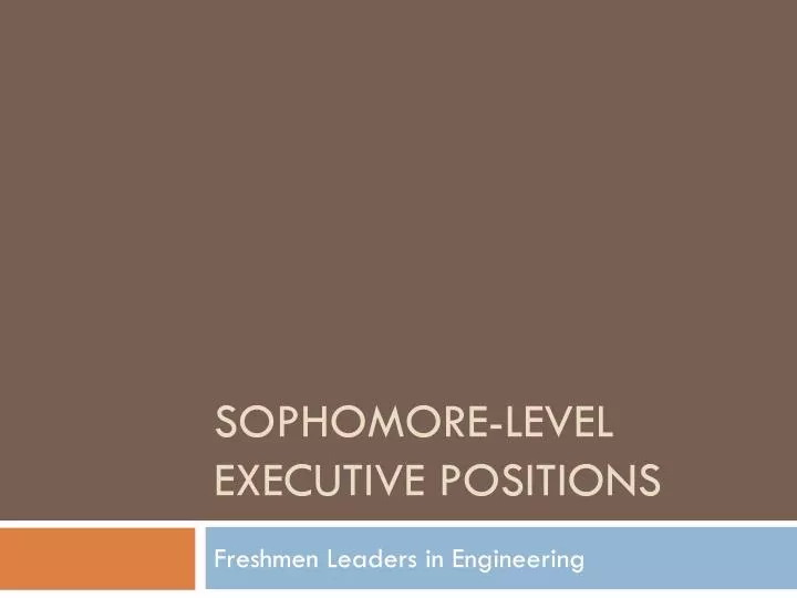 sophomore level executive positions