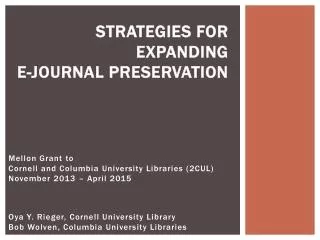 Strategies for Expanding e-Journal Preservation