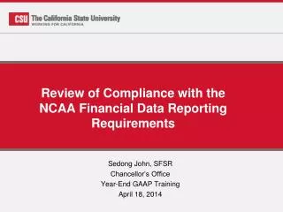 Review of Compliance with the NCAA Financial Data Reporting Requirements