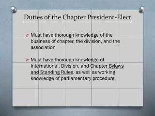 Duties of the Chapter President-Elect