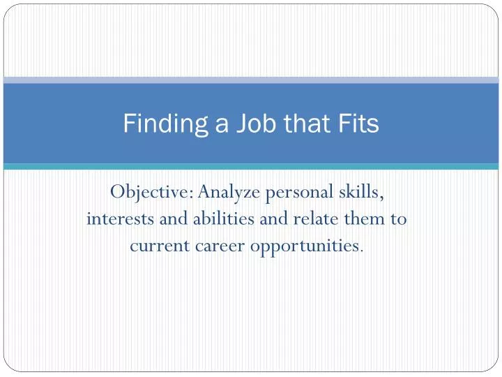 finding a job that fits