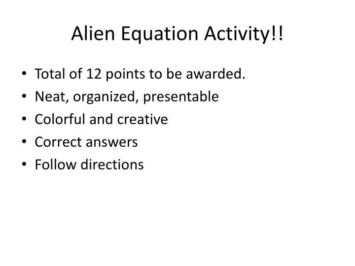 alien equation activity