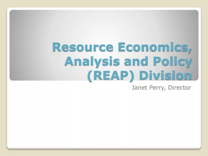 resource economics analysis and policy reap division