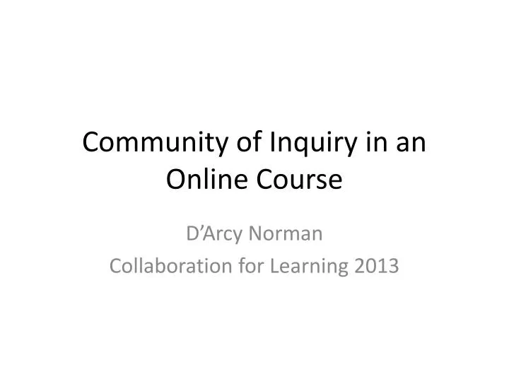 community of inquiry in an online course