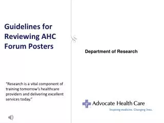 Guidelines for Reviewing AHC Forum Posters