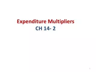 Expenditure Multipliers CH 14- 2