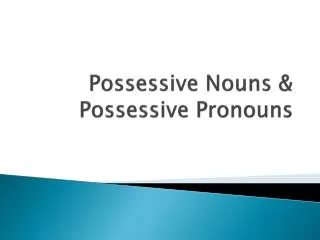 Possessive Nouns &amp; Possessive Pronouns
