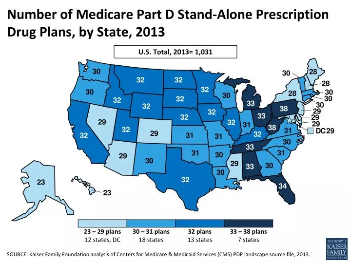 number of medicare part d stand alone prescription drug plans by state 2013