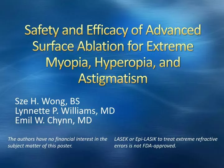 safety and efficacy of advanced surface ablation for extreme myopia hyperopia and astigmatism